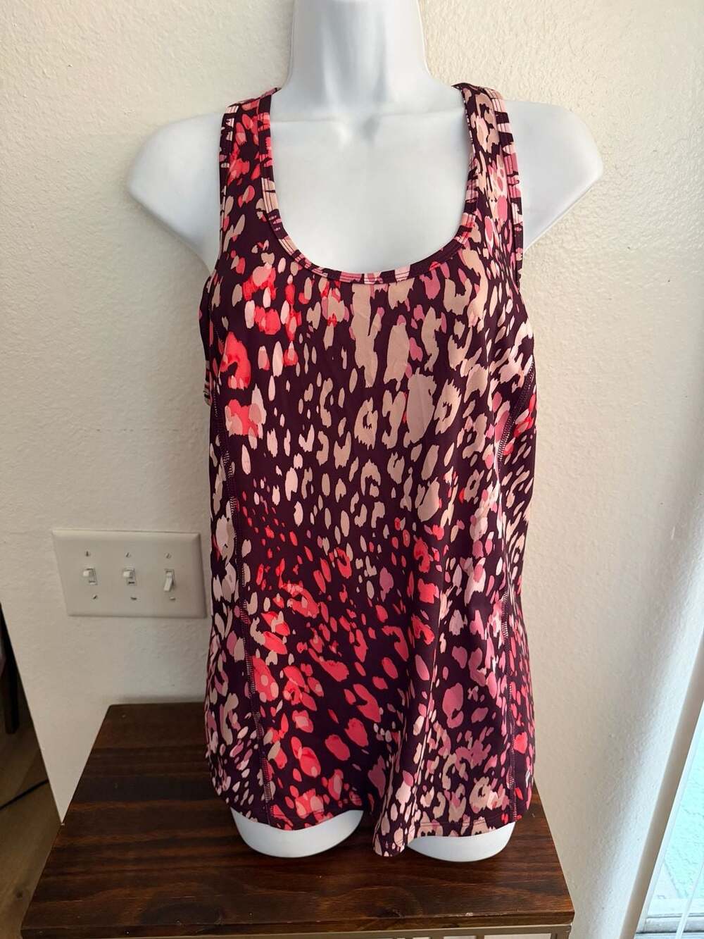 Fila Sport Tank Top Size M Pink Leopard Print Athletic Workout
